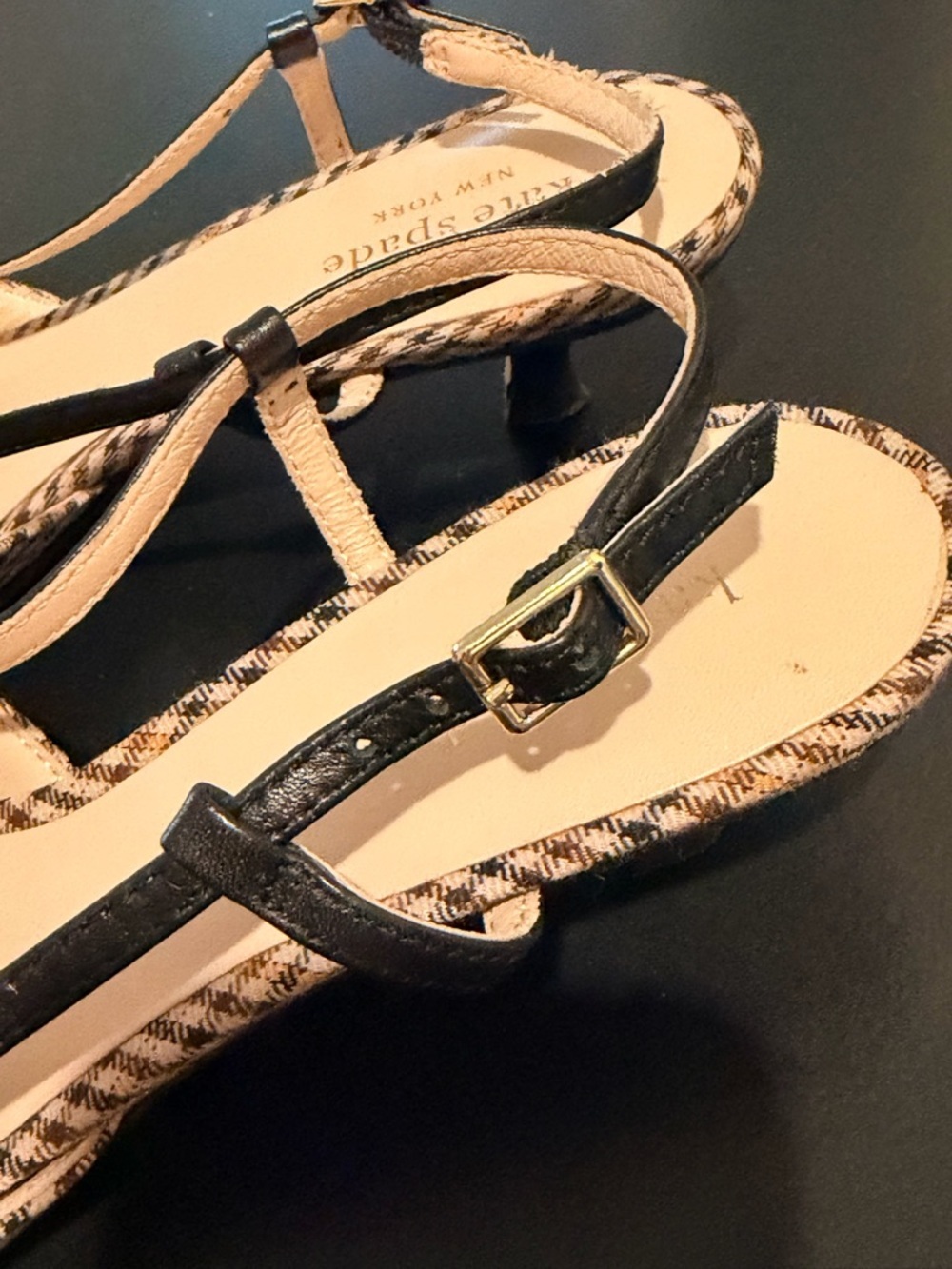 Kate Spade Daxton kitten heel houndstooth leopard pumps, slingback pointy toe 7 - Picture 2 of 11
